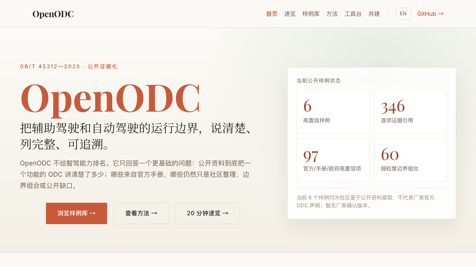 OpenODC 项目主页截图