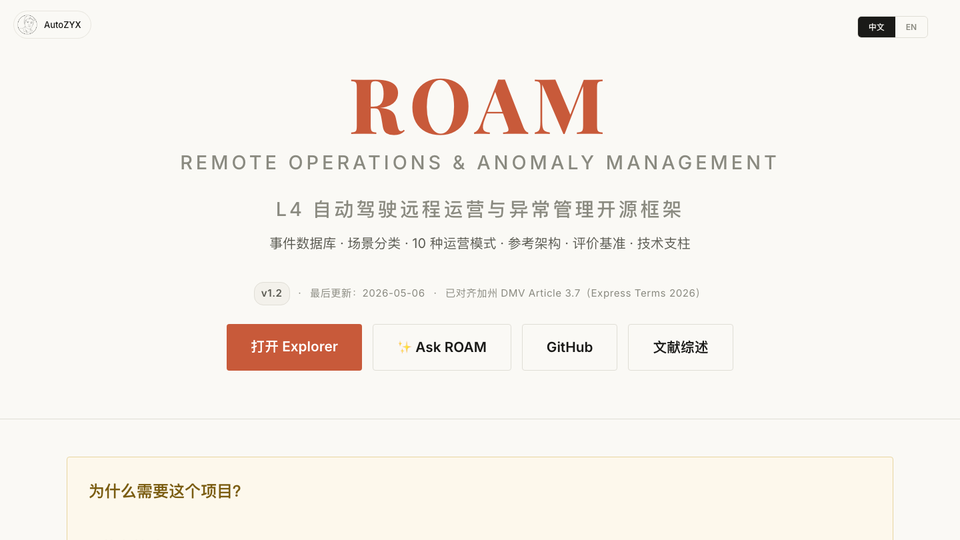 ROAM 项目主页截图